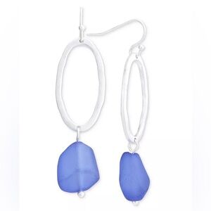 NWT Open Oval & Color Stone Drop Earrings